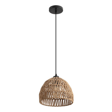 Campana 20" Bohemian Modern Woven Rattan/Iron LED Pendant